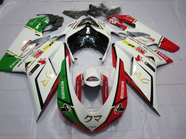 77 Weiß Rot Grün 2007-2014 Ducati 848 1098 1198 Motorrad Verkleidungen