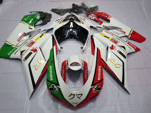 77 Weiß Rot Grün 2007-2014 Ducati 848 1098 1198 Motorrad Verkleidungen