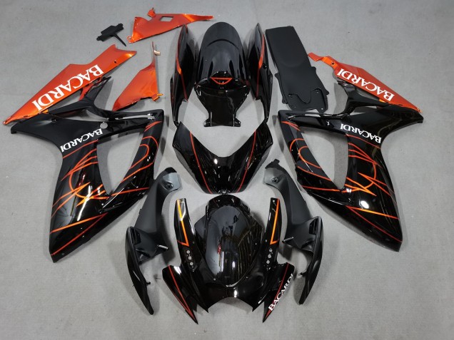 Bacardi Schwarz & Orange 2006-2007 GSXR 600-750 Motorrad Verkleidungen