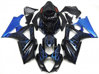 Benutzerdefiniertes Blau & Schwarz Flame 2007-2008 GSXR 1000 Motorrad Verkleidungen