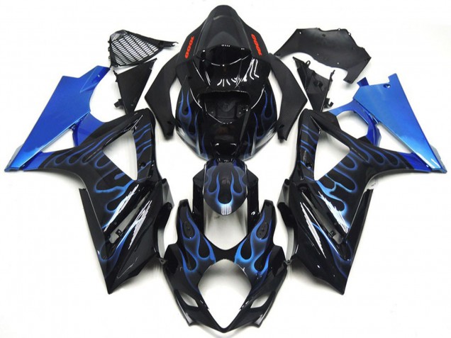 Benutzerdefiniertes Blau & Schwarz Flame 2007-2008 GSXR 1000 Motorrad Verkleidungen