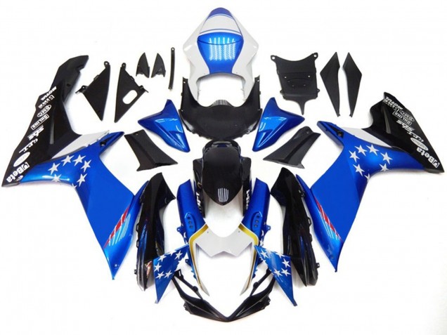 Blauer Stil Mit Roten Sternen 2011-2024 GSXR 600-750 Motorrad Verkleidungen Blauer Stil Mit Roten Sternen 2011-2024 GSXR 600-750 Motorrad Verkleidungen
