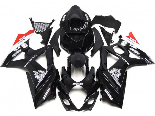 Custom Schwarz Mit Einem Hauch Von Weiß & Rot 2007-2008 GSXR 1000 Motorrad Verkleidungen