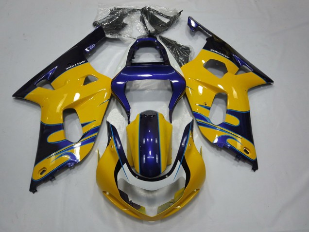 Gelb Blau 2001-2003 GSXR 600-750 Motorrad Verkleidungen