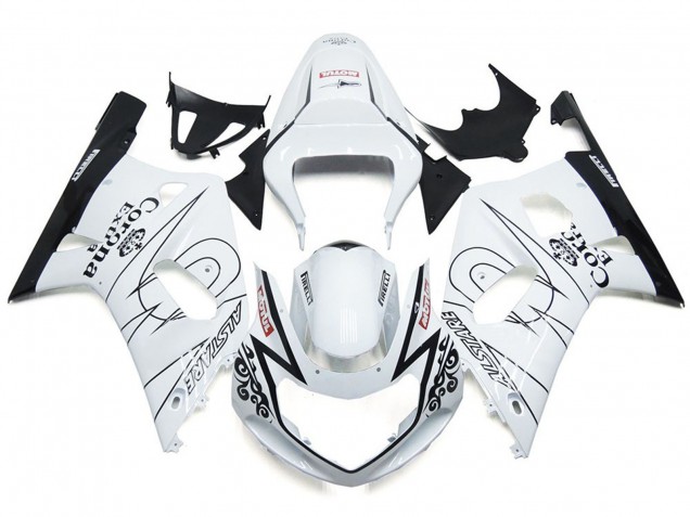Glänzend Weiß Corona & Schwarz 2001-2003 GSXR 600-750 Motorrad Verkleidungen
