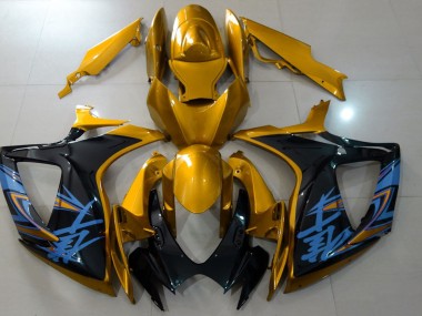 Glänzend Gold & Schwarz 2006-2007 GSXR 600-750 Motorrad Verkleidungen