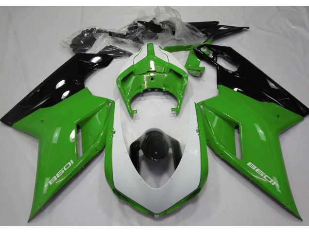 Glänzend Grün & Weiß 2007-2014 Ducati 848 1098 1198 Motorrad Verkleidungen