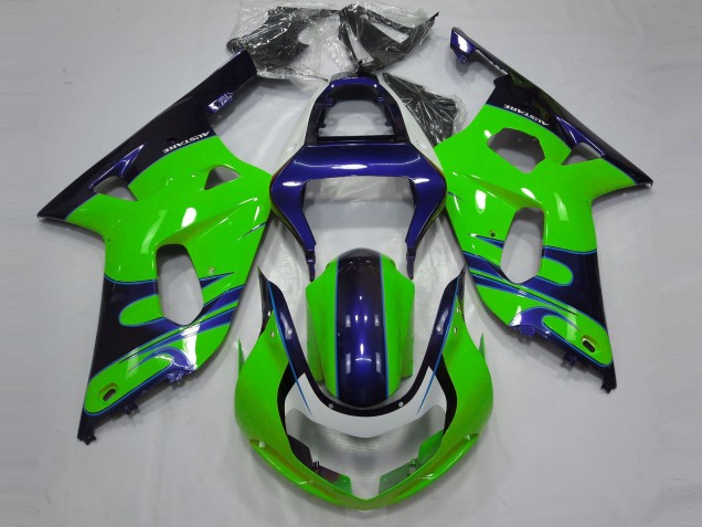 Glänzend Grün & Blau 2001-2003 GSXR 600-750 Motorrad Verkleidungen
