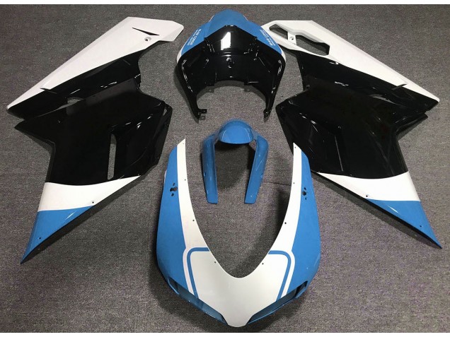 Glänzend Hellblau Weiß & Schwarz 2007-2014 Ducati 848 1098 1198 Motorrad Verkleidungen
