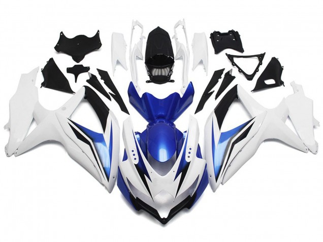 Glänzend Weiß Mit Silber & Blau 2008-2010 GSXR 600-750 Motorrad Verkleidungen