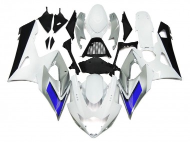 Glänzend Weiß Mit Silbernen Akzenten & Blau 2005-2006 GSXR 1000 Motorrad Verkleidungen