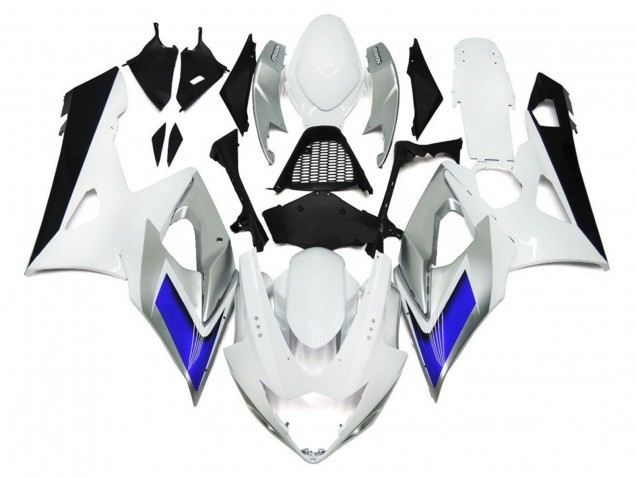 Glänzend Weiß Mit Silbernen Akzenten & Blau 2005-2006 GSXR 1000 Motorrad Verkleidungen