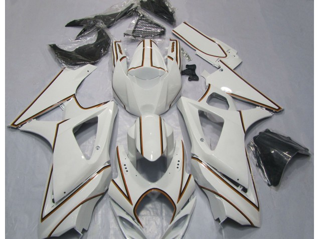 Glänzend Weißer Oranger Nadelstreifen 2007-2008 GSXR 1000 Motorrad Verkleidungen Glänzend Weißer Oranger Nadelstreifen 2007-2008 GSXR 1000 Motorrad Verkleidungen