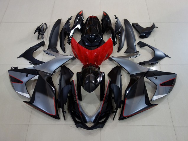 Glänzendes Grau/Schwarz Mit Rot 2011-2024 GSXR 600-750 Motorrad Verkleidungen Glänzendes Grau/Schwarz Mit Rot 2011-2024 GSXR 600-750 Motorrad Verkleidungen