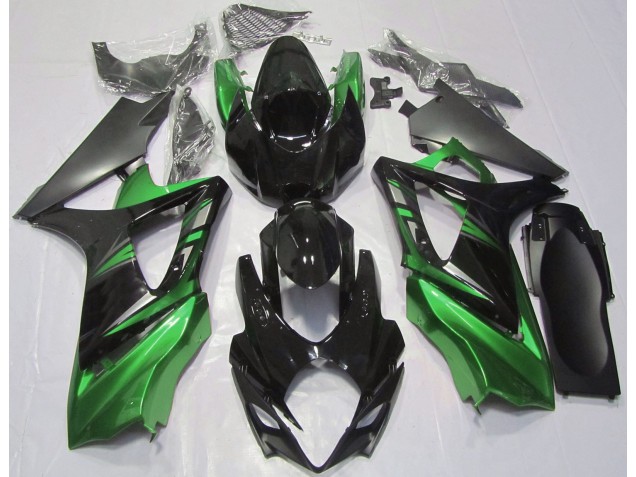Glänzendes Schwarz & Grün 2007-2008 GSXR 1000 Motorrad Verkleidungen