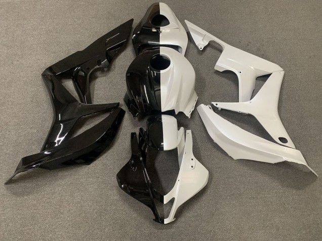 Glänzendes Schwarz/Weiß-Split 2007-2008 CBR600RR Motorrad Verkleidungen
