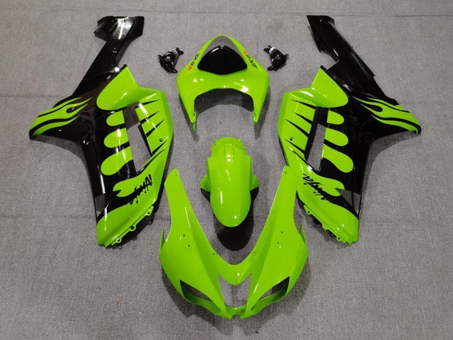 Grün Flamme 2007-2008 ZX6R Motorrad Verkleidungen