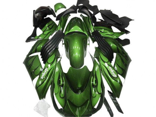 Grün Glänzend & Flame 2006-2011 ZX14R Motorrad Verkleidungen
