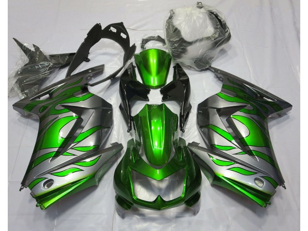 Grün & Silber Flamme 2008-2012 Ninja 250 Motorrad Verkleidungen
