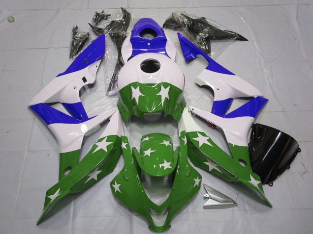 Grüne & Blaue Sterne & Streifen 2007-2008 CBR600RR Motorrad Verkleidungen