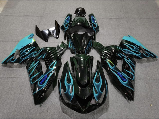 Hellblau Flamme 2006-2011 ZX14R Motorrad Verkleidungen Hellblau Flamme 2006-2011 ZX14R Motorrad Verkleidungen