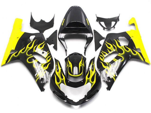 Leuchtend Gelb Flamme 2001-2003 GSXR 600-750 Motorrad Verkleidungen