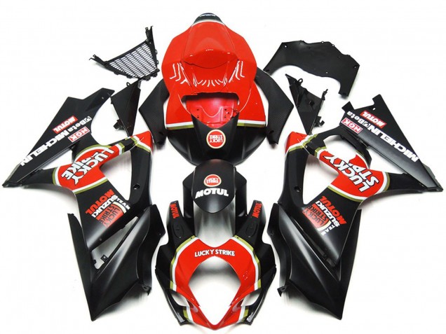 Leuchtend Matt Schwarz Benutzerdefiniert Lucky Strike 2007-2008 GSXR 1000 Motorrad Verkleidungen