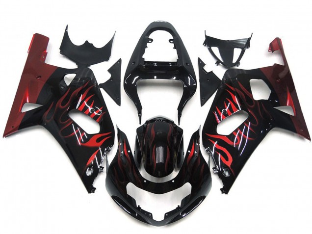 Leuchtend Rot Flamme 2001-2003 GSXR 600-750 Motorrad Verkleidungen