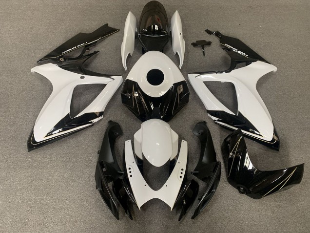 Matt Schwarz & Glänzend Weiß 2006-2007 GSXR 600-750 Motorrad Verkleidungen Matt Schwarz & Glänzend Weiß 2006-2007 GSXR 600-750 Motorrad Verkleidungen