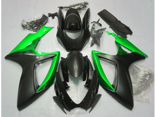 Matt Schwarz & Grün 2006-2007 GSXR 600-750 Motorrad Verkleidungen