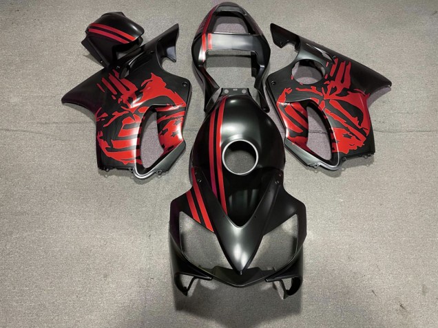 Matt Schwarzer & Rot Totenkopf 2001-2003 CBR600 F4i Motorrad Verkleidungen