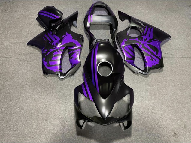 Matt Schwarzer & Violetter Totenkopf 2001-2003 CBR600 F4i Motorrad Verkleidungen