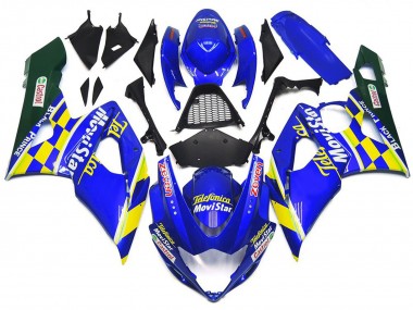 Movistar Blau & Gelb Kariert 2005-2006 GSXR 1000 Motorrad Verkleidungen