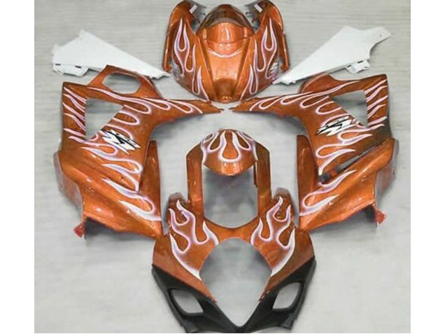 Orange Glänzend & Weiß Flame 2007-2008 GSXR 1000 Motorrad Verkleidungen