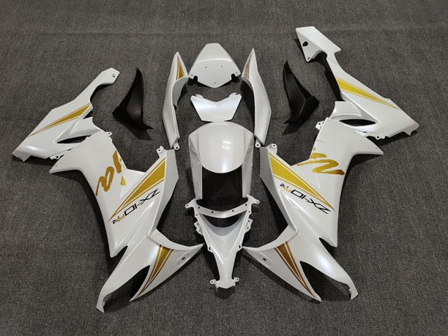 Perlweiß & Gold 2008-2010 ZX10R Motorrad Verkleidungen