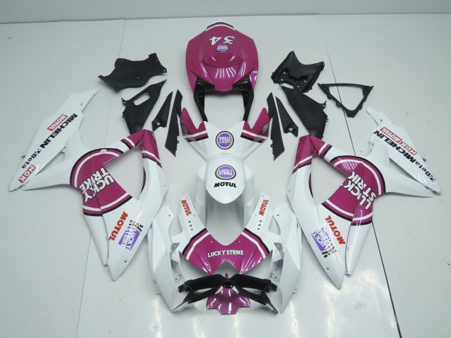 Pink Lucky Strike 2008-2010 GSXR 600-750 Motorrad Verkleidungen