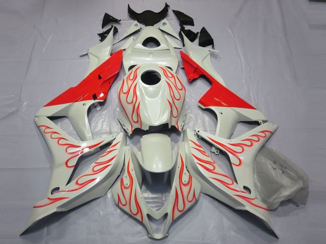 Rot Flamme Auf Weiß 2007-2008 CBR600RR Motorrad Verkleidungen