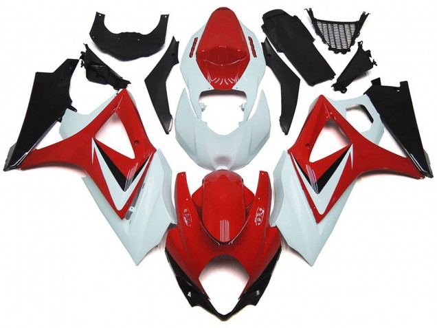 Rot Glänzend Mit Weiß OEM-Stil 2007-2008 GSXR 1000 Motorrad Verkleidungen