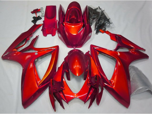 Rot Glänzend Schlichte Design 2006-2007 GSXR 600-750 Motorrad Verkleidungen