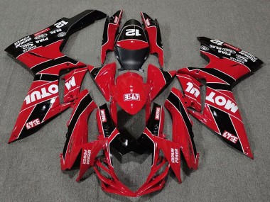 Rot & Schwarz Glänzend Motul 2011-2024 GSXR 600-750 Motorrad Verkleidungen