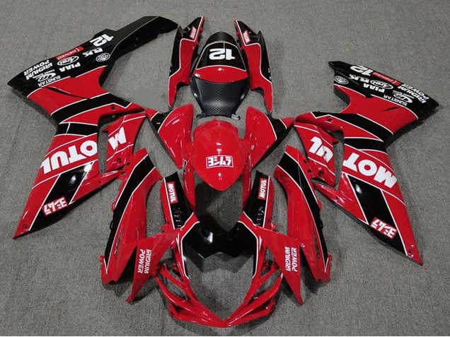 Rot & Schwarz Glänzend Motul 2011-2024 GSXR 600-750 Motorrad Verkleidungen