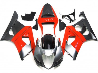 Schlichte Rot & Silbernes Design 2003-2004 GSXR 1000 Motorrad Verkleidungen
