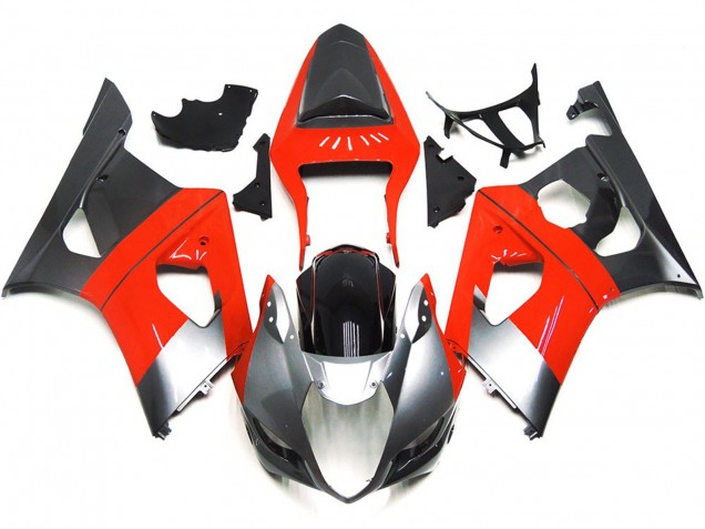 Schlichte Rot & Silbernes Design 2003-2004 GSXR 1000 Motorrad Verkleidungen