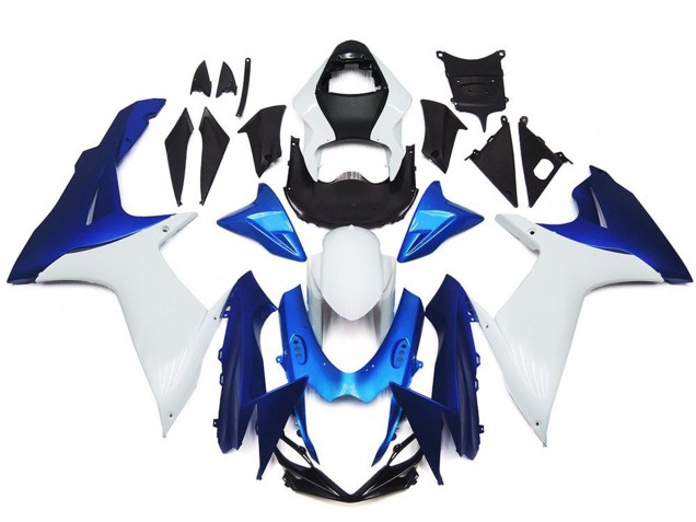Schlichte Weißes & Blaues Stil Kit 2011-2024 GSXR 600-750 Motorrad Verkleidungen