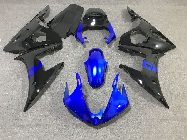Schwarz & Blau Glänzend 2003-2004 R6 Motorrad Verkleidungen