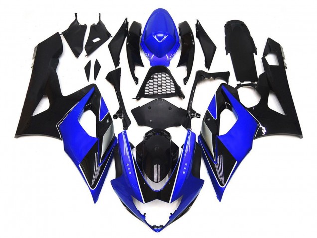 Schwarz & Blau Glänzend Mit Silber 2005-2006 GSXR 1000 Motorrad Verkleidungen