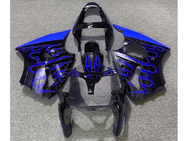 Schwarz Glänzend & Blau Flame 2000-2002 ZX6R Motorrad Verkleidungen