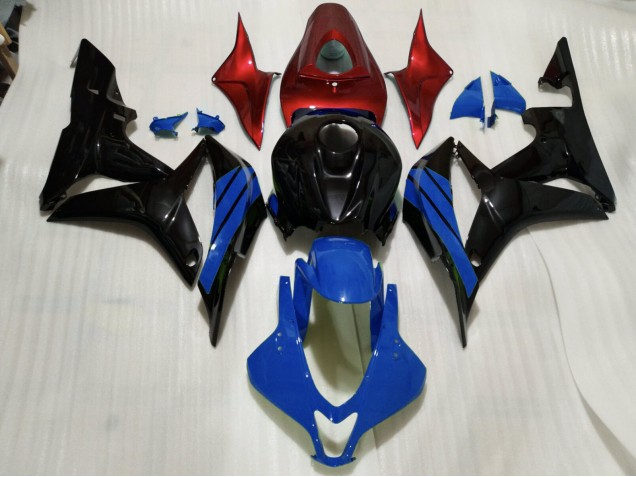 Schwarz Glänzend & Blaue & Rot Akzente 2007-2008 CBR600RR Motorrad Verkleidungen