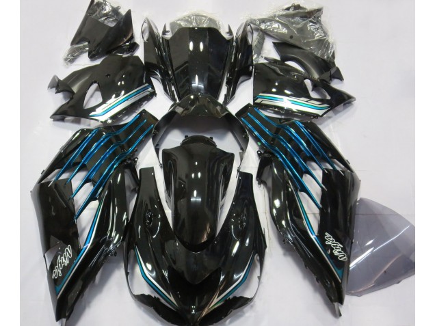 Schwarz Glänzend & Hellblau 2012-2021 ZX14R Motorrad Verkleidungen