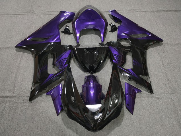 Schwarz Glänzend & Lila 2005-2006 ZX6R Motorrad Verkleidungen